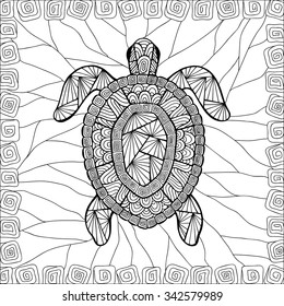 Stylized turtle style zentangle. Can be used as coloring in your project.