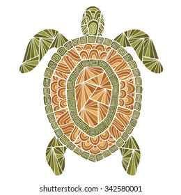 Stylized turtle style zentangle. Sea collection for your design.