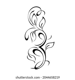 stylized twig with leaves and curls. graphic decor