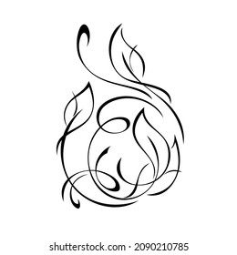 stylized twig with leaves and curls. graphic decor