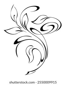 stylized twig with leaves and ornate ornament; graphic decor