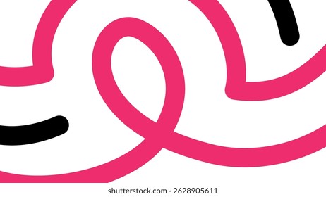 Stylized twirling shapes in vivid pink and black on a white background, offering a bold and dynamic abstract style.