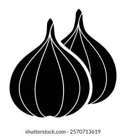 Stylized Two Garlic Silhouettes Icon for Culinary Branding