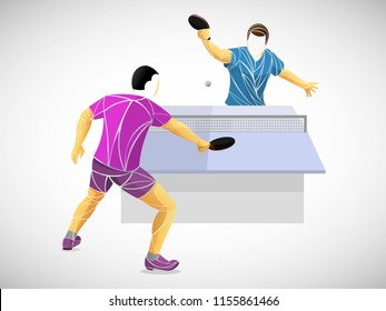 stylized two  player table tennis