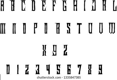 Stylized typewriter font - gothic alphabet