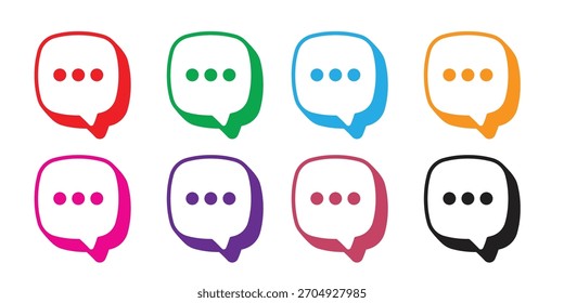 Stylized Typing Ellipsis Chat Icon Set. Vector Speech Bubbles with Shadow Effect for Ongoing Message, Communication, and Fun UI Design.