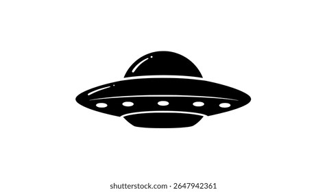 Stylized UFO Silhouette - Futuristic Flying Saucer Icon for Sci-Fi Posters and Concept Art
