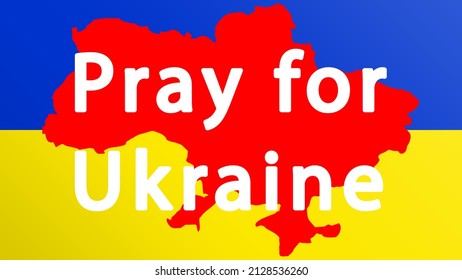 Stylized Ukraine flag. Pray for Ukraine vector illustration. Vector illustration with the text asking prays due military invasion of Ukraine