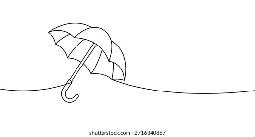 Guarda-chuva estilizado em desenho de linha contínua, vetor minimalista elegante representando tempo, segurança e proteção contra chuva