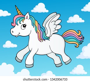 Cute Unicorn Sky Clouds Stock Vector (Royalty Free) 1577333347