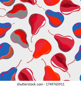 Stylized unusual pears vector seamless pattern for decoration, wrapping paper, textile.