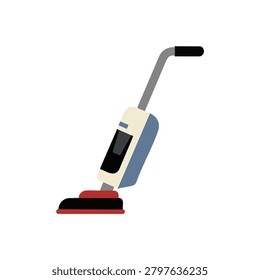 Stylized upright vacuum cleaner standing isolated on white