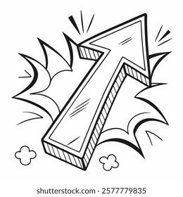 Stylized upward arrow graphic for business growth and success, vector image with cartoonish style