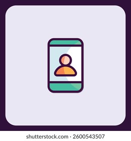 Stylized user profile avatar icon on a mobile interface element design