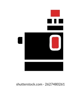 Stylized vaping device illustration featuring a contemporary black and red design