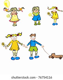 Stylized various colored children collection