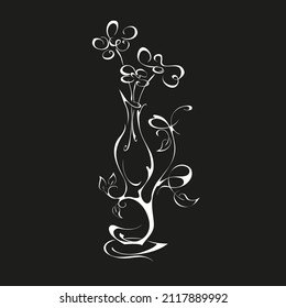 stylized vase with flowers. graphic decor