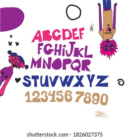 Stilvolles Vektoralphabet. Hell, unverwechselbar und mutig. Handgefertigte Briefe.