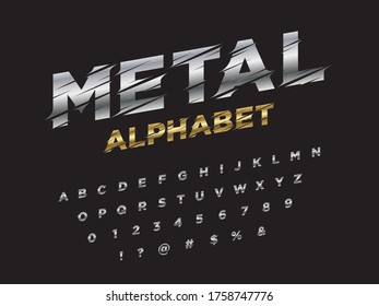 Stylized vector alphabet design with uppercase, lowercase, numbers and symbols