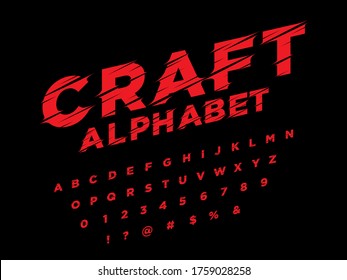 Diseño de alfabeto vectorial estilizado con mayúsculas, minúsculas, números y símbolos