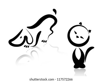 Stylized vector animals - dog and cat