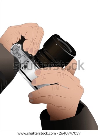 Stylized Vector Art of Holding a Camera: Aesthetic Illustrations Showcasing Hands Gripping Cameras with Precision, Perfect for Creative Projects, Design Assets, and Artistic Inspiration.