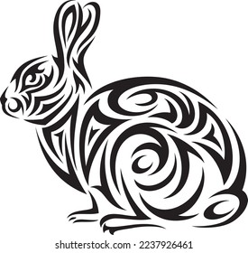 Stylized vector art. Rabbit. Interesting symbol, logo, tattoo.