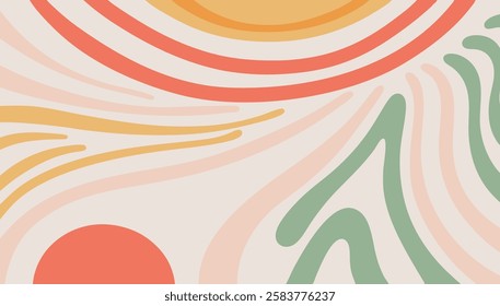 Stylized vector background features swirling lines and circular shapes in warm tones, creating a dynamic and eye-catching design perfect for creative projects