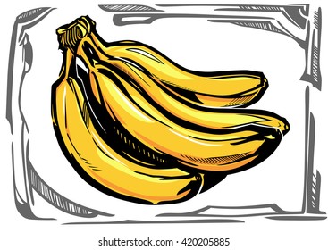 Stylized vector bananas, with gray frame.