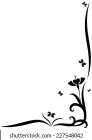 stylized vector border with  flowers for corner design