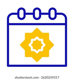 Stylized vector calendar icon displaying ornamental star emblem for event marking