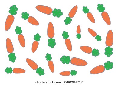 Stylized vector carrots. Carrot pattern vector. Cute carrot print for clothes. Carrot drawing vector.