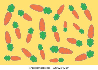 Stylized vector carrots. Carrot pattern vector. Cute carrot print for clothes. Carrot drawing vector.