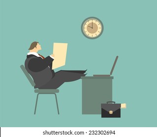 Stylized vector characters businessman in the workplace in the office 