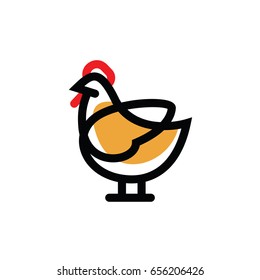 Stylized vector chicken hen - totem mascot tattoo design for t-shirt bag postcard poster and so on.