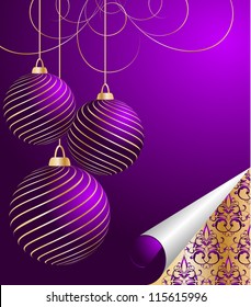 stylized vector Christmas ball on decorative background