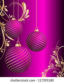 stylized vector Christmas ball on decorative background