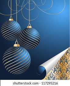 stylized vector Christmas ball on decorative background
