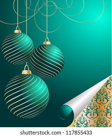 stylized vector Christmas ball on decorative background