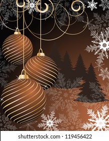 stylized vector Christmas ball on winter decorative background