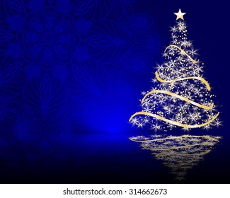 stylized vector Christmas tree on decorative mandala background