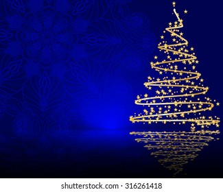 stylized vector Christmas tree on decorative mandala background