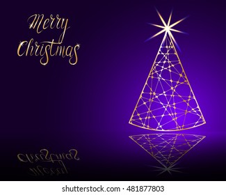stylized vector Christmas tree on decorative background