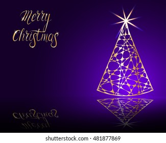 stylized vector Christmas tree on decorative background