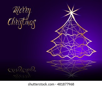 stylized vector Christmas tree on decorative background