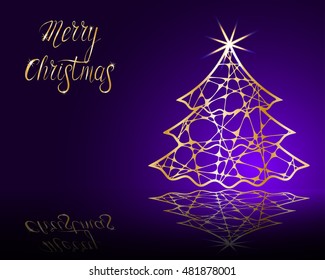 stylized vector Christmas tree on decorative background
