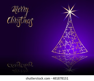 stylized vector Christmas tree on decorative background