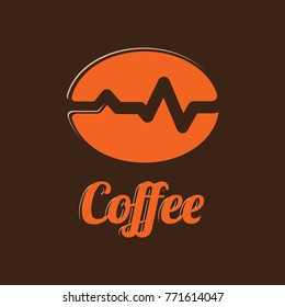 Stylized Vector Coffee Bean with "Coffee" Inscription