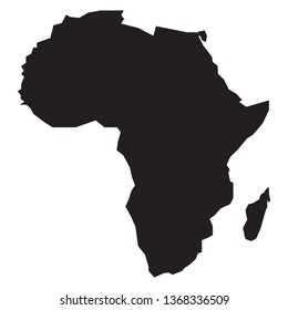 Stylized vector - continent of Africa. Silhouette illustration for banners, cards, posters, advertising. Isolated white background.