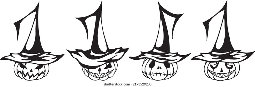 Stylized vector creepy Halloween pumpkins